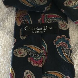 Dior Men's Tie - Black with Multicolor Paisley